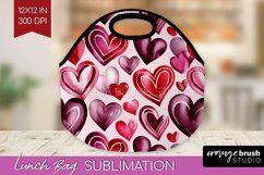Hearts Lunch Bag - Valentines Day Lunch Bug PNG Sublimation Product Image 1