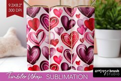 Hearts Tumbler Wrap - Valentines Day Tumbler PNG Sublimation Product Image 1