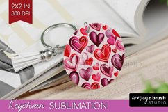 Hearts Keychain PNG - Valentines Day Keychain Sublimation Product Image 1