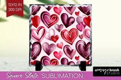 Hearts Slate PNG - Valentines Day Square Slate Sublimation Product Image 1