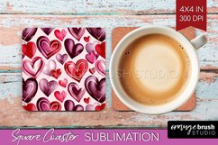 Hearts Square Coaster - Valentines Day Coaster PNG Product Image 1