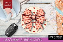 Hearts Car Coaster - Valentines Day Coaster PNG Sublimation Product Image 1