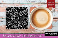 Hearts Square Coaster - Valentines Day Coaster PNG Product Image 1