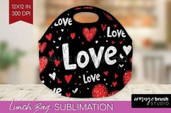 Hearts Lunch Bag - Valentines Day Lunch Bug PNG Sublimation Product Image 1