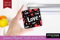 Hearts Magnet Sublimation - Valentines Day Square Magnet PNG Product Image 1