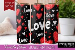 Hearts Tumbler Wrap - Valentines Day Tumbler PNG Sublimation Product Image 1