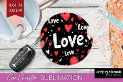 Hearts Car Coaster - Valentines Day Coaster PNG Sublimation Product Image 1