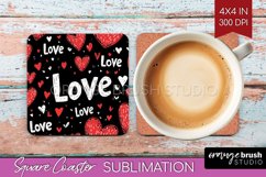 Hearts Square Coaster - Valentines Day Coaster PNG Product Image 1