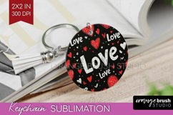 Hearts Keychain PNG - Valentines Day Keychain Sublimation Product Image 1