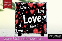 Hearts Slate PNG - Valentines Day Square Slate Sublimation Product Image 1