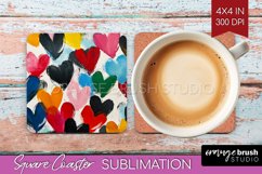 Hearts Square Coaster - Valentines Day Coaster PNG Product Image 1