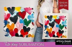 Hearts Tote Bag - Valentines Day Tote Bag PNG Sublimation Product Image 1