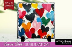 Hearts Slate PNG - Valentines Day Square Slate Sublimation Product Image 1