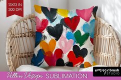 Hearts Pillow Sublimation - Valentines Day Pillow Cover PNG Product Image 1