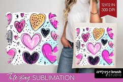 Hearts Tote Bag - Valentines Day Tote Bag PNG Sublimation Product Image 1