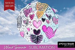 Hearts Wind Spinner Sublimation PNG - Valentines Day Round Product Image 1