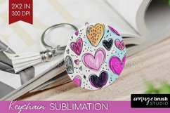 Hearts Keychain PNG - Valentines Day Keychain Sublimation Product Image 1