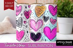 Hearts Tumbler Wrap - Valentines Day Tumbler PNG Sublimation Product Image 1