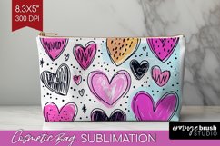 Hearts Cosmetic Bag - Valentines Day Makeup Bag PNG Product Image 1