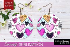 Hearts Round Earrings - Valentines Day PNG Sublimation Product Image 1