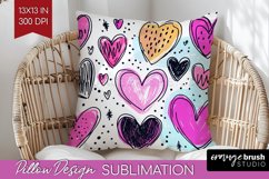 Hearts Pillow Sublimation - Valentines Day Pillow Cover PNG Product Image 1