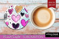 Hearts Round Coaster - Valentines Day Coaster PNG Product Image 1