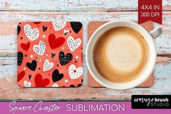 Hearts Square Coaster - Valentines Day Coaster PNG Product Image 1