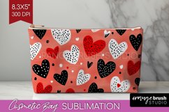 Hearts Cosmetic Bag - Valentines Day Makeup Bag PNG Product Image 1