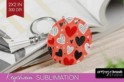 Hearts Keychain PNG - Valentines Day Keychain Sublimation Product Image 1