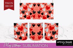 Hearts Mug Wrap - Valentines Day Mug PNG Sublimation Product Image 1