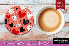 Hearts Round Coaster - Valentines Day Coaster PNG Product Image 1