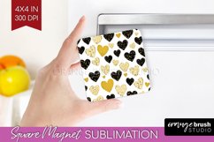 Hearts Magnet Sublimation - Valentines Day Square Magnet PNG Product Image 1