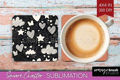 Hearts Square Coaster - Valentines Day Coaster PNG Product Image 1