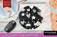 Hearts Car Coaster - Valentines Day Coaster PNG Sublimation Product Image 1