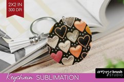 Hearts Keychain PNG - Valentines Day Keychain Sublimation Product Image 1