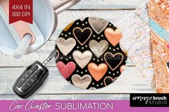 Hearts Car Coaster - Valentines Day Coaster PNG Sublimation Product Image 1
