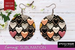 Hearts Round Earrings - Valentines Day PNG Sublimation Product Image 1