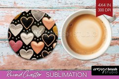 Hearts Round Coaster - Valentines Day Coaster PNG Product Image 1