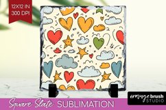 Hearts Slate PNG - Valentines Day Square Slate Sublimation Product Image 1