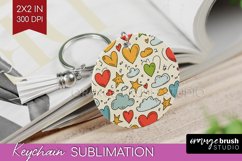 Hearts Keychain PNG - Valentines Day Keychain Sublimation Product Image 1