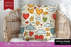 Hearts Pillow Sublimation - Valentines Day Pillow Cover PNG Product Image 1