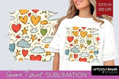 Hearts Square Tshirt Background - Valentines Day PNG Product Image 1
