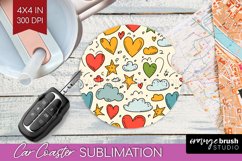 Hearts Car Coaster - Valentines Day Coaster PNG Sublimation Product Image 1