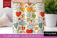 Hearts Tumbler Wrap - Valentines Day Tumbler PNG Sublimation Product Image 1