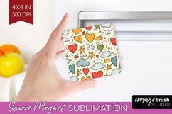 Hearts Magnet Sublimation - Valentines Day Square Magnet PNG Product Image 1