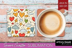 Hearts Square Coaster - Valentines Day Coaster PNG Product Image 1