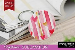 Hearts Keychain PNG - Valentines Day Keychain Sublimation Product Image 1