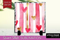 Hearts Slate PNG - Valentines Day Square Slate Sublimation Product Image 1