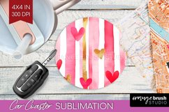 Hearts Car Coaster - Valentines Day Coaster PNG Sublimation Product Image 1
