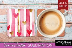Hearts Square Coaster - Valentines Day Coaster PNG Product Image 1